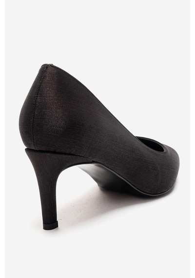 Luvishoes Velmıra Siyah Saten Kadın Topuklu Ayakkabı