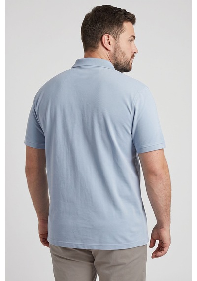 Tommy Life Buz Mavi Polo Yaka Büyük Beden Battal Erkek T-shirt - 88511