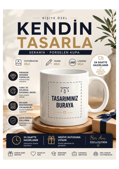 Tuba Kişiye Özel Kupa Bardak Isim, Fotoğraf Ve Mesaj Seçenekleriyle Kendin Tasarla Beyaz