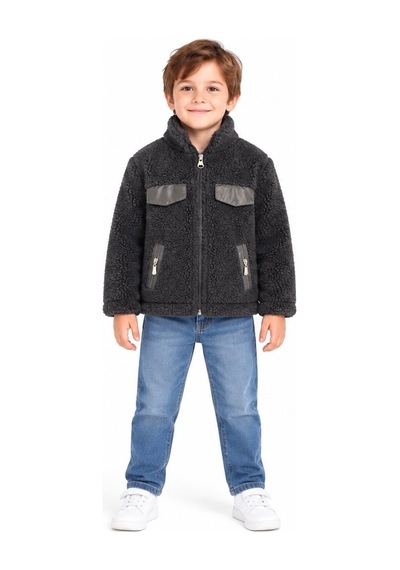 Mavi Boncukk Çocuk Unisex Peluş Welsoft Fermuarlı Kapüşonlu Ve Dik Yaka Polar Mont Ceket Siyah Mavi Boncukk Çocuk Unisex Peluş Welsoft Fermuarlı Kapüşonlu Ve Dik Yaka Polar Mont Ceket Siyah