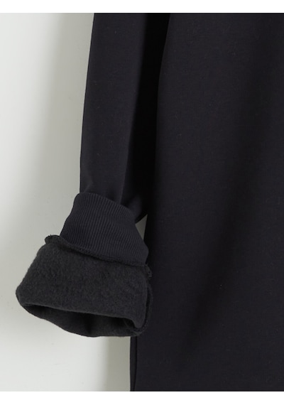 Lcw Comfort Siyah Baskılı Oversize Kadın Kalın Sweatshirt