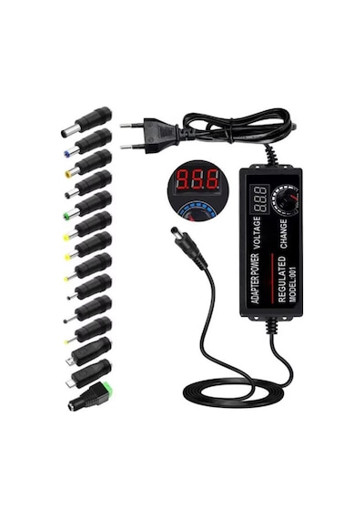 3-24 Volt 3 Amper Ayarlanabilir Dijital Ekranlı Universal Adaptör 14 Farklı Uçlu - 72w