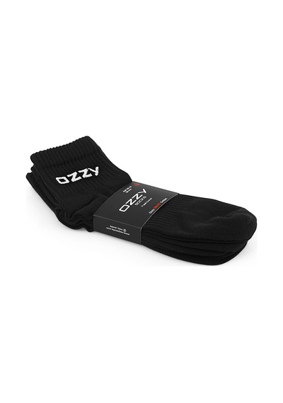 Ozzy Socks 3 Çift Kısa Konçlu Tenis Spor Çorabı Siyah Paket Beyaz