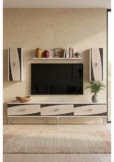 Tvr1813bts Elips Tv Ünitesi Takımı Beyaz-traverten-sılver 180cm Beyaz - Traverten - Gümüş Tvr1813bts Elips Tv Ünitesi Takımı Beyaz-traverten-sılver 180cm Beyaz - Traverten - Gümüş