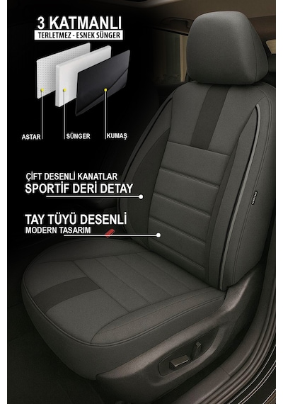 Oniks Oto Koltuk Kılıfı- Toyota Corolla-auris-yaris Uyumlu Füme