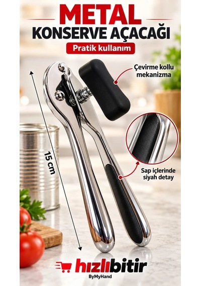 Bymyhand Metal Premium Pratik Konserve Açacağı 15 Cm Metalik