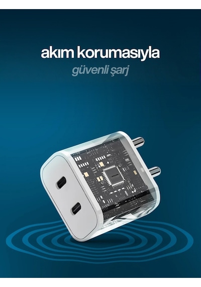 Dünya'da İlk Tek Adaptör Çift Giriş 27w Lightning To Type-c Pd Girişli Hızlı Şarj Cihazı