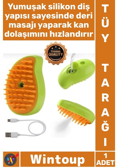 Tarak Kedi Köpek Evcil Hayvan Bakım Kiti Masaj Etkili Şarjlı Taşınabilir Buharlı Tüy Toplama Tarağı