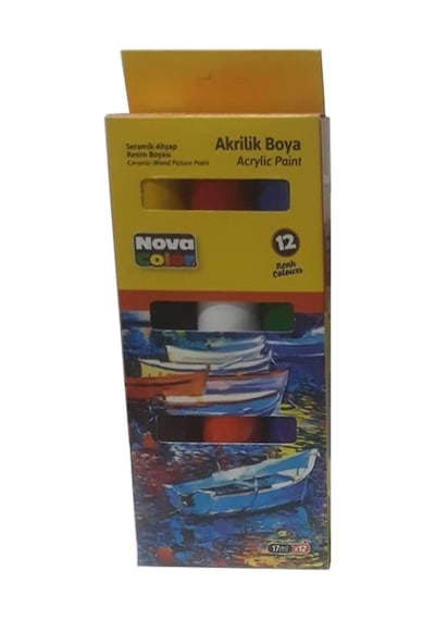 Akrilik Boya 12 Renk 17 Ml 1 Paket Akrilik Boya Seti 12 Li Ahşap Tuval Taş Ağaç Boyamalar İçin Tek Renk