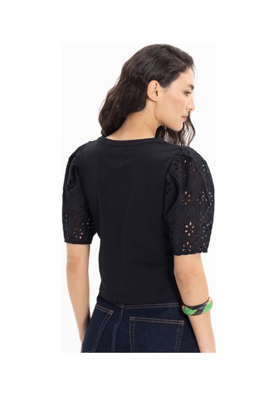 Tudors Kadın Slim Fit Dar Kesim Pamuk Kısa Kollu Bisiklet Yaka Siyah Tişört-50315 Beyaz L
