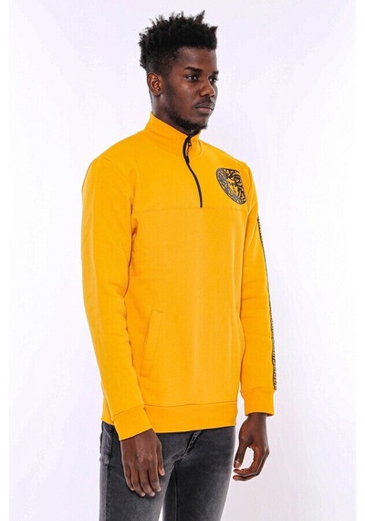Wessi Sarı Fermuarlı Baskılı Sweatshirt Sarı