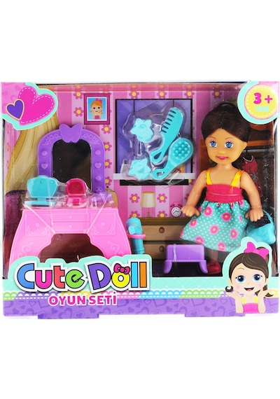 Cute Doll Mini Bebek Aksesuarlı Ve Makyaj Masalı Oyun Seti
