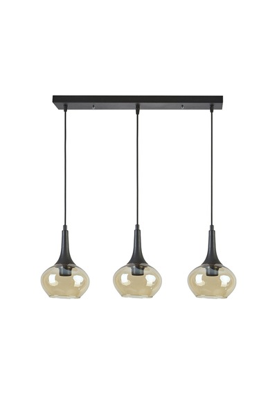 Nero Modern Tasarım Cafe Mutfak Salon Bal Camlı Sıralı 3 Lü Avize Bal Bal