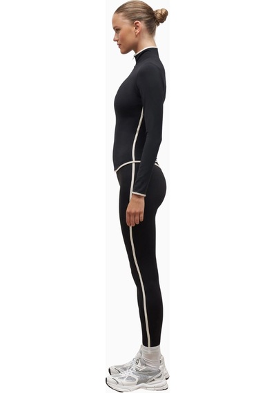 Because Of Alice Base Contrast Trim Zip Up Jacket Şekillendirici Kontrast Detaylı Kadın Ceket Siyah