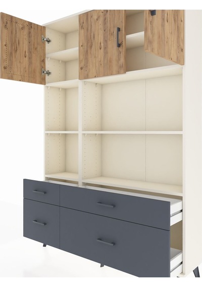 Arges Dolap 8 Raflı 4 Çekmeceli 3 Kapaklı 132x30x195 Aytaşı-çam/antrasit Atlas Çam/antrasıt Arges Dolap 8 Raflı 4 Çekmeceli 3 Kapaklı 132x30x195 Aytaşı-çam/antrasit Atlas Çam/antrasıt