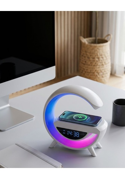 Kablosuz Şarjlı Bluetooth Hoparlör Rgb Işık Gece Lambası Dijital Saat - Lisinya