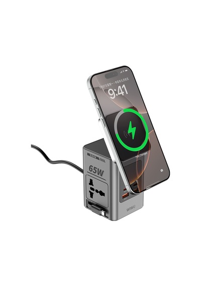 Wiwu Wi-w040 Telefon & Akıllı Saat & Kulaklık İçin Gan 65w 8in1 Şarj İstasyonu Gri