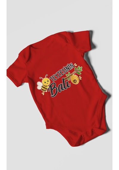 Morivokids Teyzesinin Balı Kısa Kollu Bebek Body %100 Pamuk Zbn225-kk Kırmızı