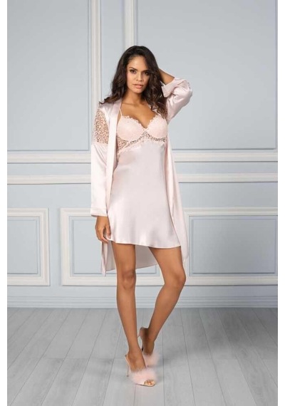 Pierre Cardin 6'lı Saten Gecelik Sabahlık Çeyiz Seti 6955 İnci İnci