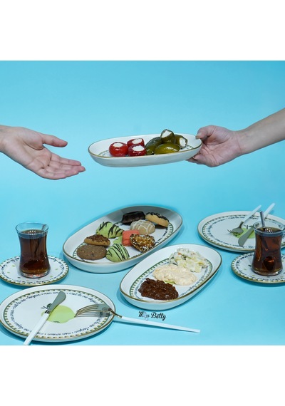 Mon Amour Porselen 3'lü Kayık Tabak Çok Renkli