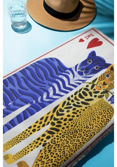 Dijital Baskı Plaj Deniz Havlusu Leopar Desenli Peştamal Hvl0140 Renkli