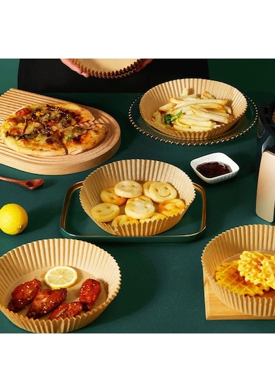Airfryer Pişirme Kağıdı 50 Adet Hava Fritözü Yuvarlak Model Pişirme Kağıdı Airfryer Yağsız Fritöz