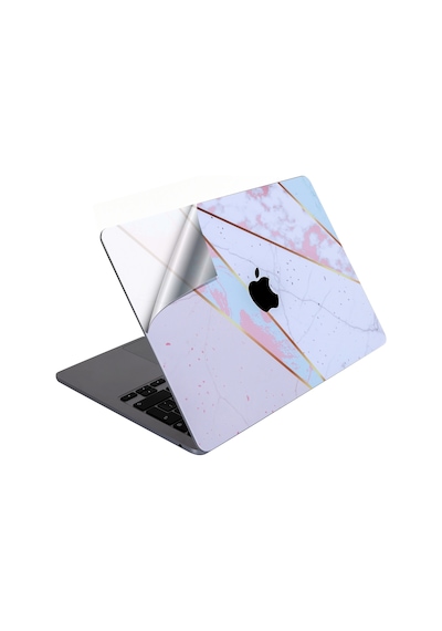 Apple Uyumlu Macbook Air M1 Kılıf Marble14 Kaplama Yapıştırma Sticker Laptop Koruyucu A2337 İle Siyah