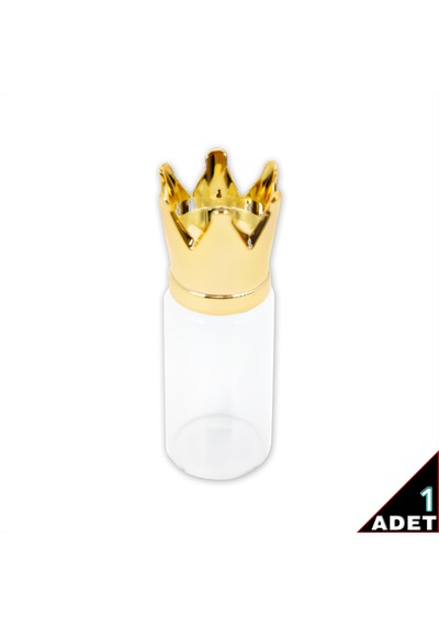 Süsle Bebek ve Parti Kral Tacı Cam Tüp Şişe Gold Kapaklı 6.5 x 2.2 CM Altın