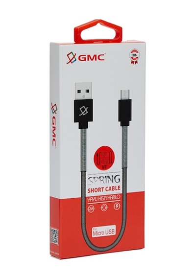 Gmc Micro Usb Spring Yaylı Kısa Kablo 30cm