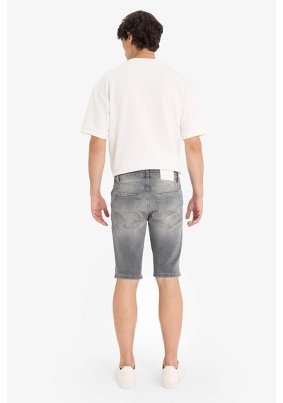 Defacto Slim Fit Dar Kesim Jean Bermuda Şort F4692ax25smnm18 Gri