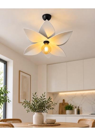 Premium Tasarımlı Çiçek Avize 55cm , Oturma Odası, Mutfak, Yatak Odası, Salon, Dekoratif Avize,tavan Aydınlatma Beyaz