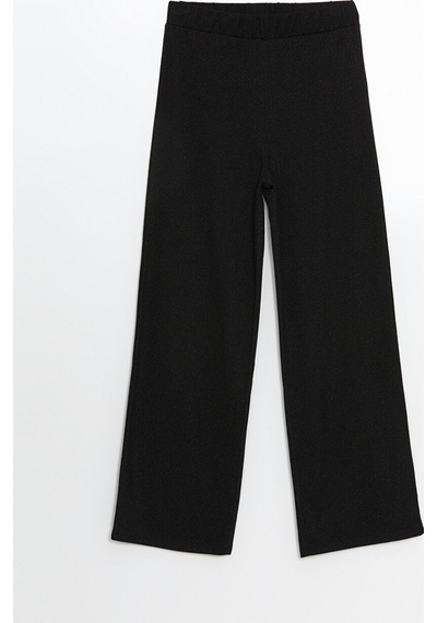 Lcw Modest Siyah Beli Lastikli Geniş Paça Kadın Pantolon