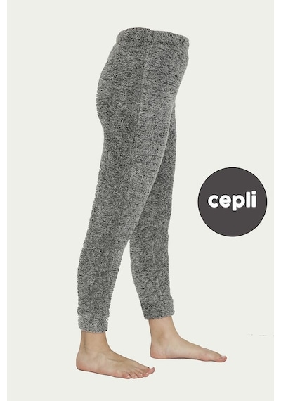Cepli Lüx Pofuduk Polar Kışlık Pijama Altı Pofcepli Gri