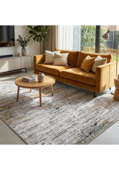 Gri Sarı Salon Halısı Modern Dokulu Dijital Baskılı Kaymaz Tabanlı Halı Dijital Baskı Halı 7 Mm