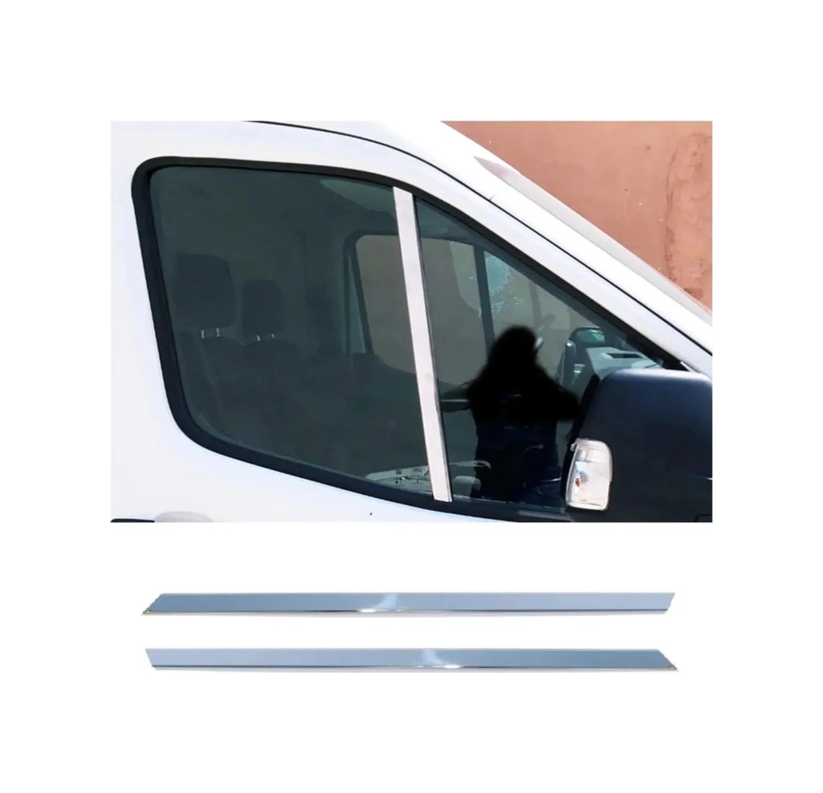 Ueskrom Ford Transit 2014 Ve Üzeri Modeller Krom Cam Direk Çıtası 2 Parça Paslanmaz Çelik