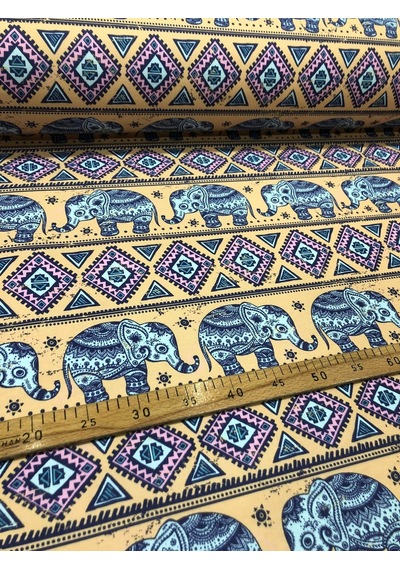 Enesar Home Etnik Fil Desen Dijital Baskı Döşemelik Kumaş 100 x 140 cm