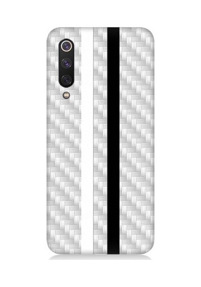 Xiaomi Mi 9se Uyumlu Siyah Beyaz Metal Motif Desenli Silikon Kılıf
