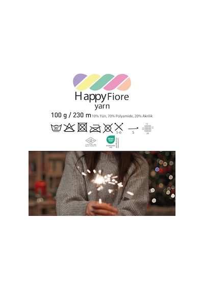 Happy Fiore Parlak Örgü İpi 100gr / 230mt Yünlü El Örgü İpliği - Kırmızı