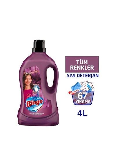 Bingo Sıvı Çamaşır Deterjanı Onaran Koruma Renkliler İçin 67 Yıkama 4 L