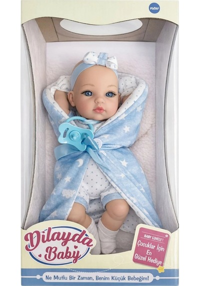 Dilayda Baby 35 Cm Tam Vinil Oyuncak Et Bebek - Pembe Battaniyeli Ve Emzikli Yenidoğan Seti