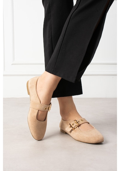 Wolk Shoes Mono Kadın Babet Süet Bej Süet