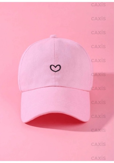 Caxis Minik Kalp Baskılı Şapka Ayarlanabilir Çırtlı Gabardin Cap Toz Pembe