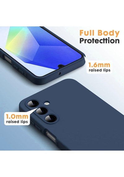 Samsung Galaxy A37 Uyumlu Içi Kadife Lansman Kılıf Ve Şeffaf Temperli Cam Ekran Koruyucu Lacivert