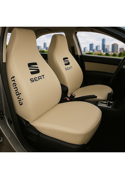 Seat Uyumlu Ön Arka Koltuk Kılıfı Penye Servis Tipi Oto Koltuk Koruma Seti Bej