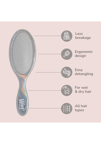 Wet Brush Orijinal Detangler Saç Fırçası, Krom Yanardönerlik Simgesi , Ultra Yumuşak Intelliflex Kıllar, Dolaşık Açıcı Kıllar Dolaşıklıklar Boyanır, Tüm Saç Tipleri Islak Kuru Ve Hasarlı , Kadınlar