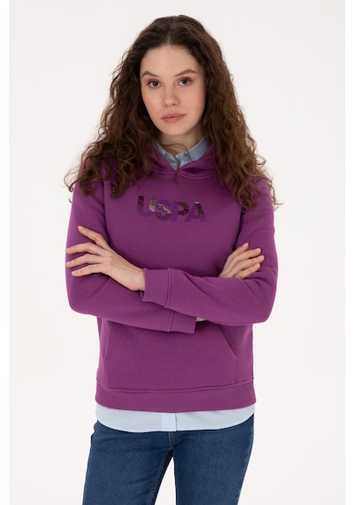 U.S. Polo Assn. Kadın Menekşe Kapüşonlu Basic Sweatshirt 50307711-VR037