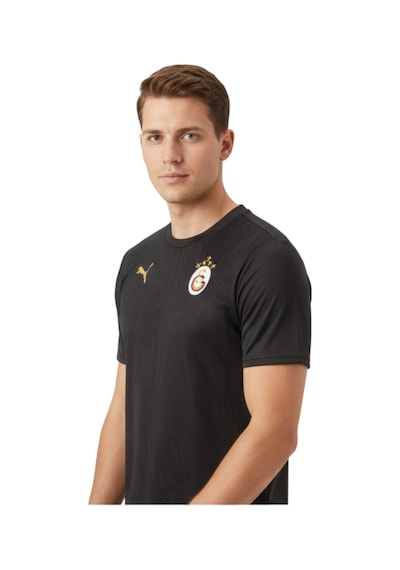 Gsstore Galatasaray Lisanslı Sıfır Yaka Siyah A Takım Antrenman T-shirt Bayrak Hediyelik Kutu Siyah