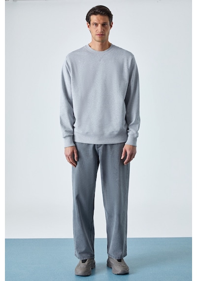 Grımelange Bonell Erkek %100 Pamuk Relaxed Bisiklet Yaka Uzun Kollu Grimelanj Sweatshirt Grimelanj