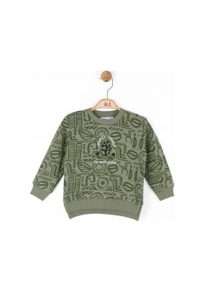 Nk Kids Erkek Bebek Pamuklu İki İplik Yazılı Desert Sweatshirt-14722 Haki