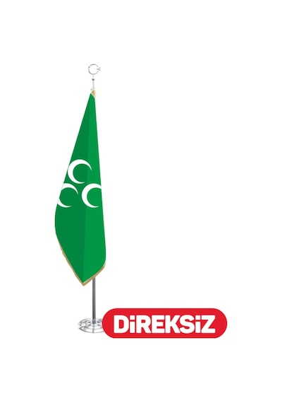 Üç Hilal Yeşil Makam Bayrağı (Telalı-Simli) 100x150 cm